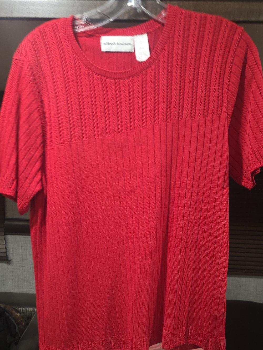 Eddie Bauer Red Short-Sleeve Textured Knit Shirt